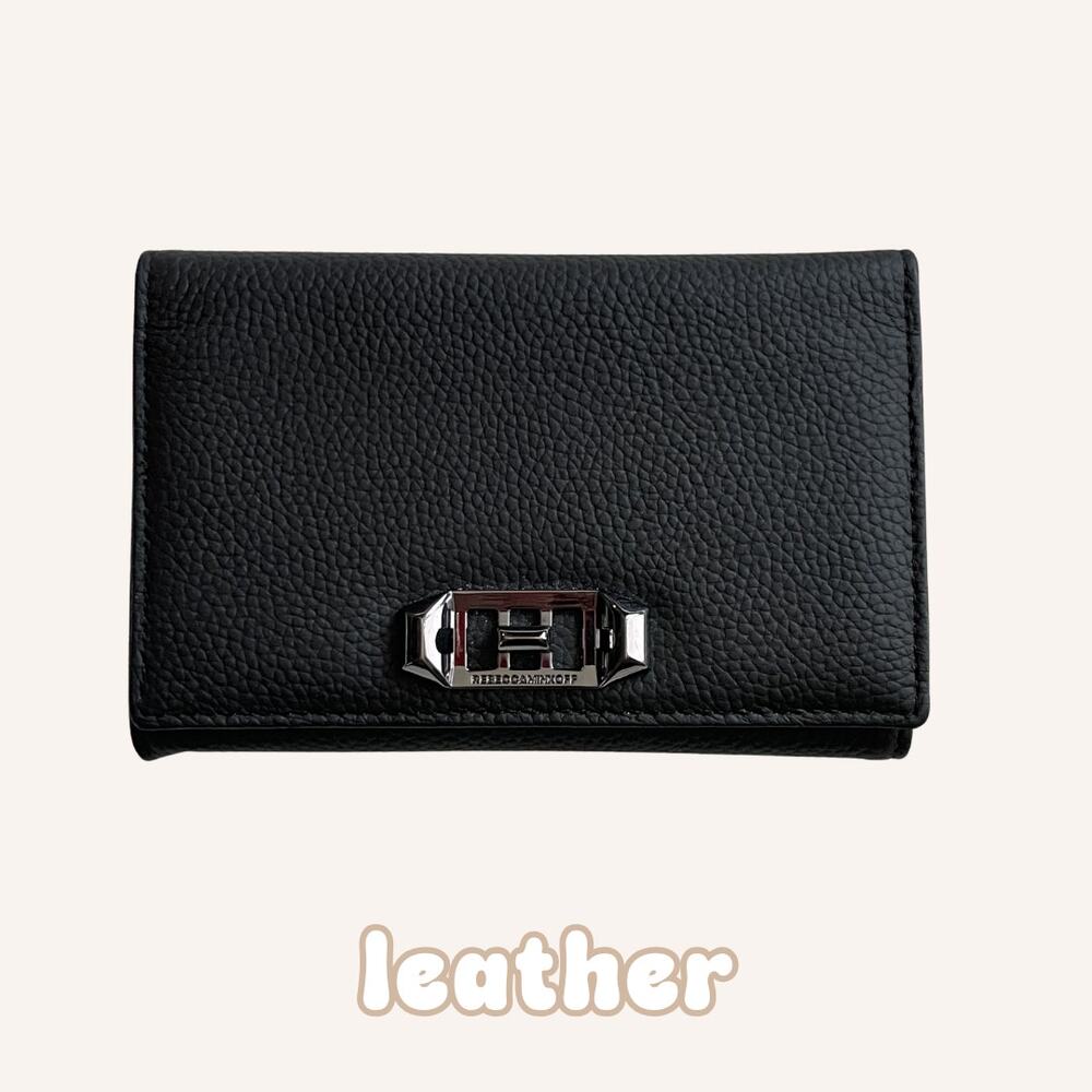 REBECCA MINKOFF phone wallet wristlet trifold, black pebbled leather, pristine